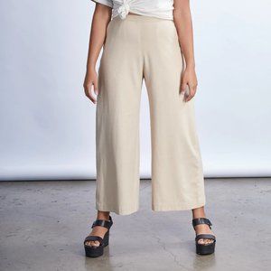 Never Worn Jamie + The Jones Wide Leg Raw Silk Pant in Sand